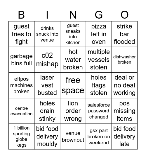 Bayside Bingo Card