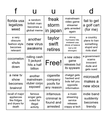 2026 bingo card Bingo Card