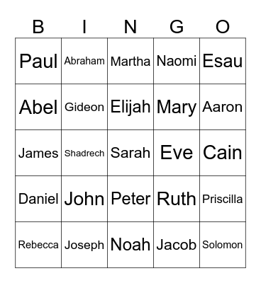People in the Bible Bingo Card