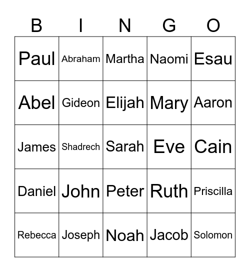 People in the Bible Bingo Card
