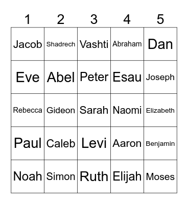 People in the Bible Bingo Card