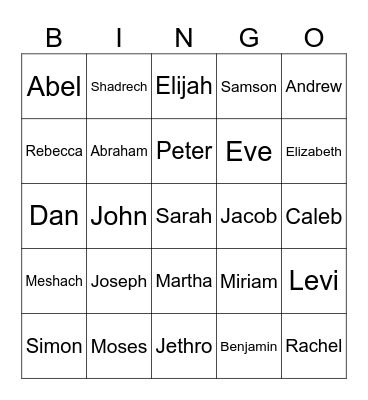 People in the Bible Bingo Card