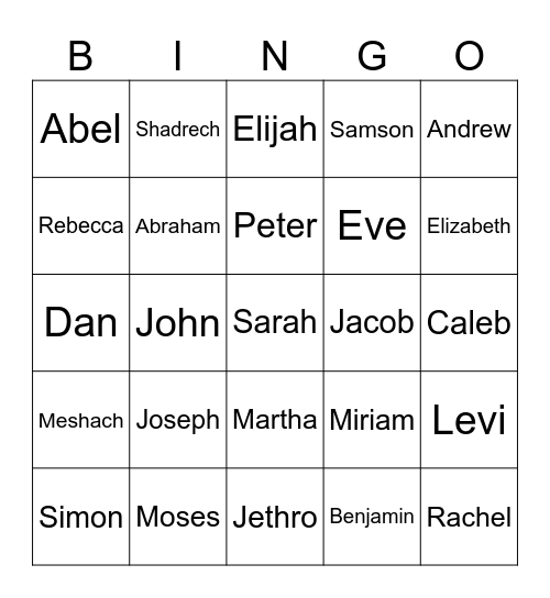 People in the Bible Bingo Card