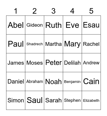 People in the Bible Bingo Card