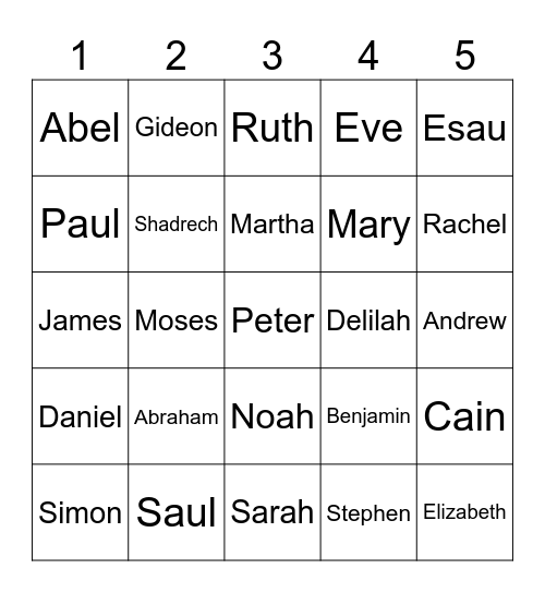 People in the Bible Bingo Card