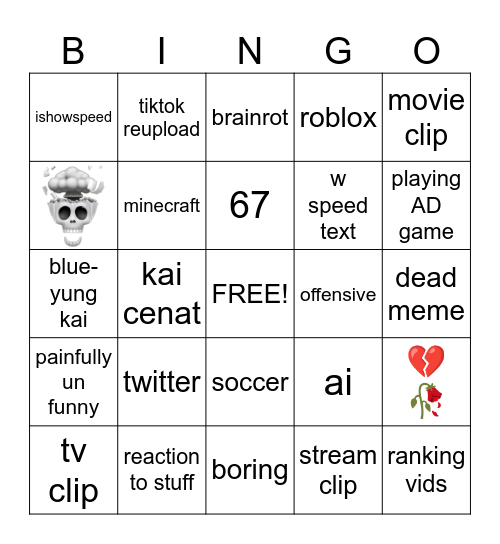 youcube shorts Bingo Card