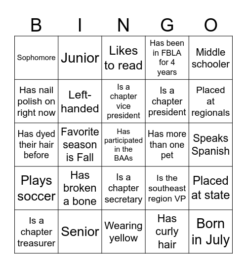 FLC bingo Card