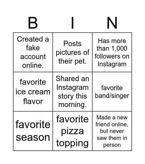 Find someone who ...... Bingo Card
