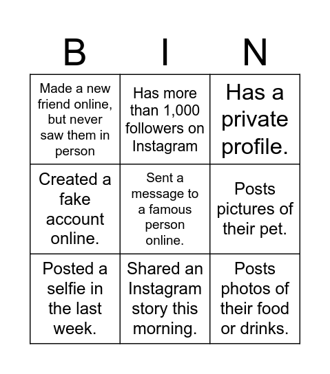 Find someone who ...... Bingo Card