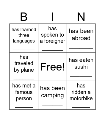 Find someone who... Bingo Card