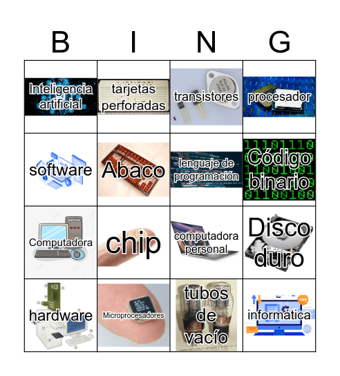 LA EVOLUCION DE LOS DISPOSITIVOS COMPUTACIONALES Bingo Card