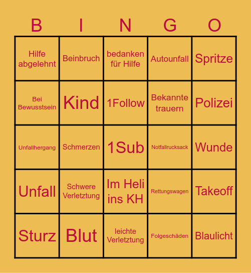 Die Heli Retter Doku Bingo Card