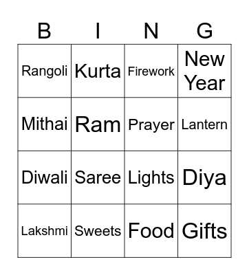 Diwali Bingo Card