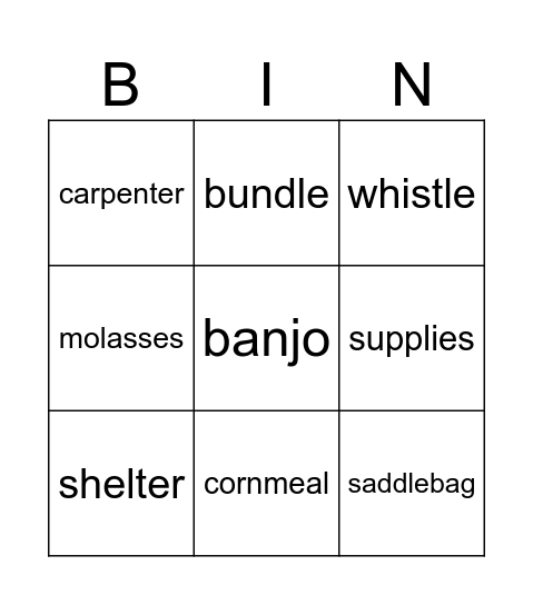 Wagon Wheels Bingo Card