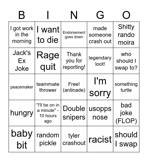 Overwatch Bingo Card