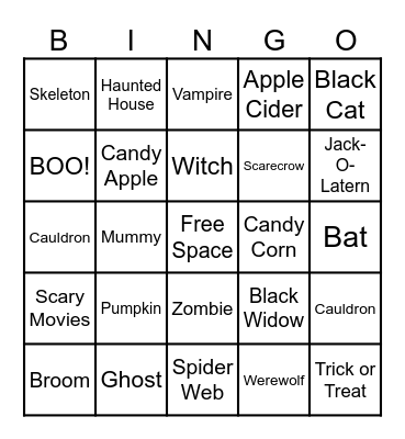 Halloween Bingo Card