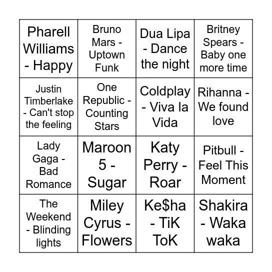 Music BINGO R1 Bingo Card