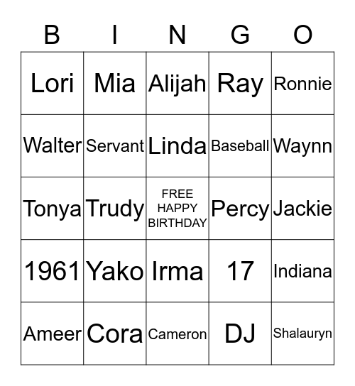 ALL ABOUT SABRINA Bingo Card