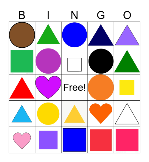 Colors and shapes Bingo Card