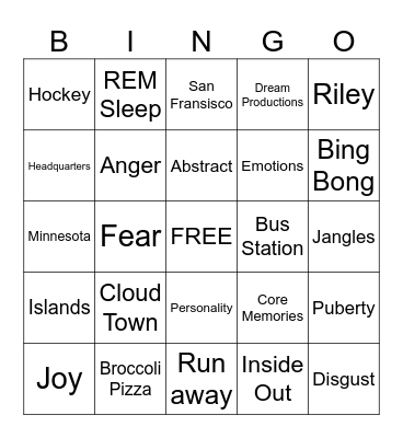 INSIDE-OUT Bingo Card