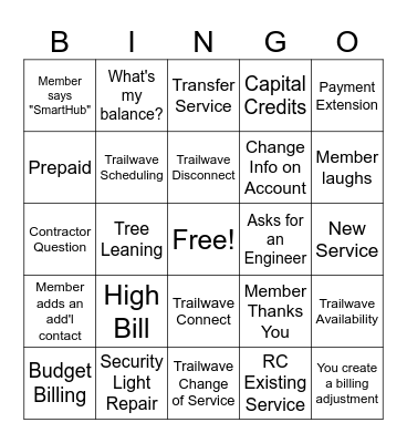 Customer Service BINGO! Bingo Card