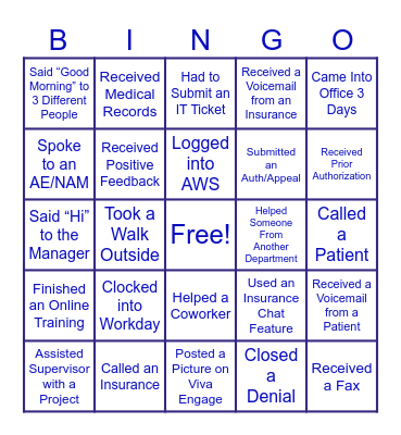 Customer Service Week RCM Bingo Card