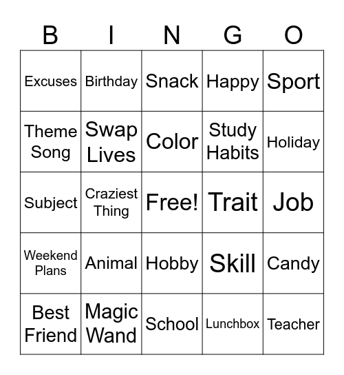 Intervention Bingo Card
