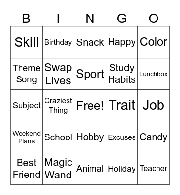 Intervention Bingo Card