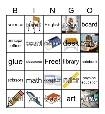 School Life Bingo Card