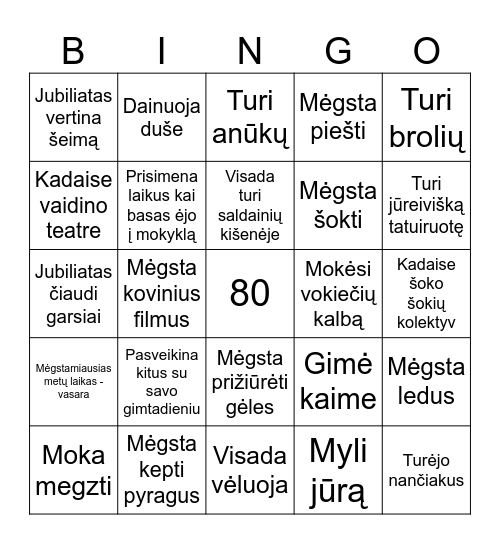 80 Bingo Card