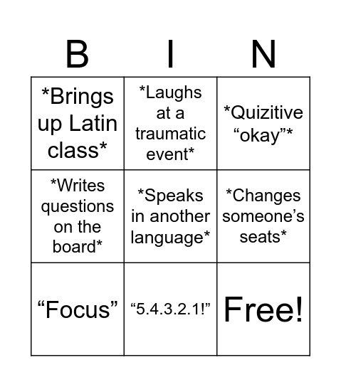Untitled Bingo Card