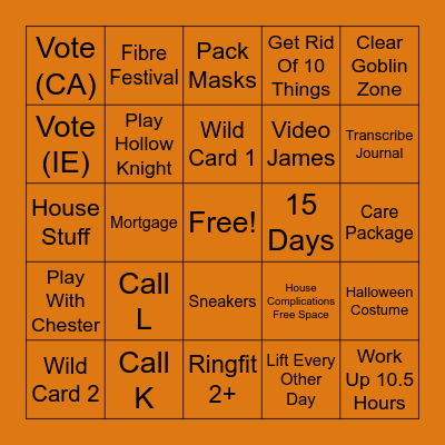 October Bingo Card