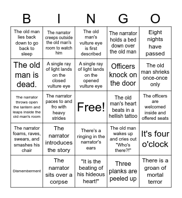 Tell-Tale Heart Bingo Card