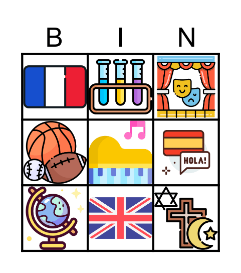 Les Matières Bingo Card