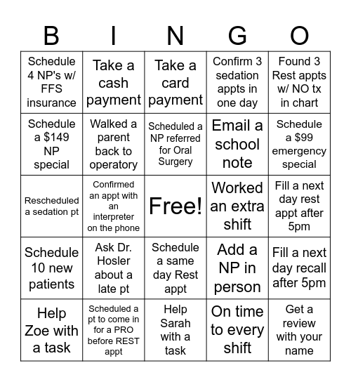 Fishbowl Bingo Card