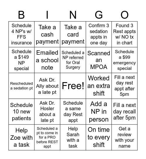 Fishbowl Bingo Card