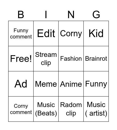 Untitled Bingo Card