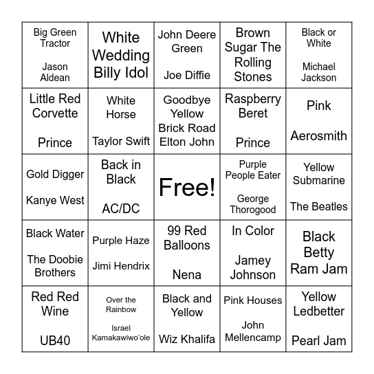 C O L O R   B I N G O Bingo Card