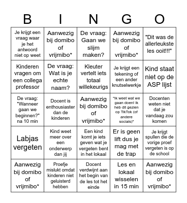 Mad Science Bingo Card