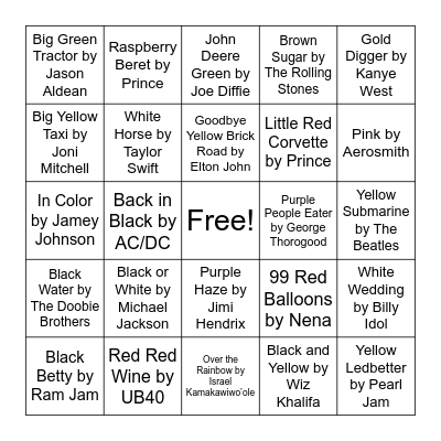 COLOR BINGO Card