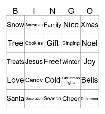 Christmas Bingo # 3 Bingo Card