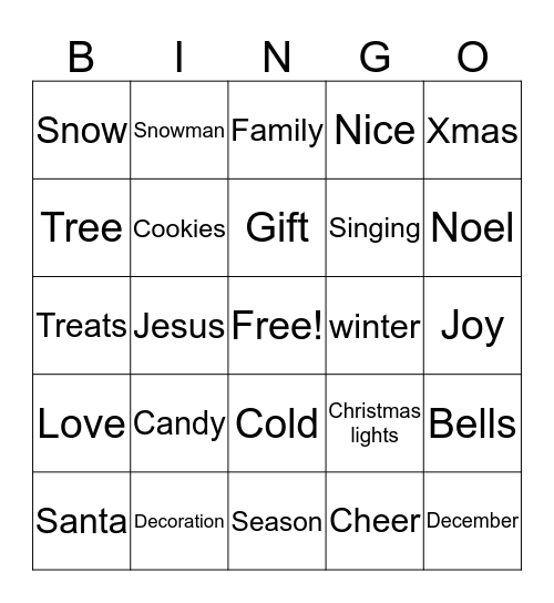 Christmas Bingo # 3 Bingo Card
