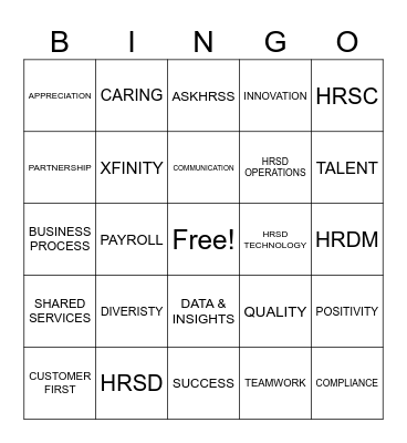 HRSD Appreciation Week BINGO! Bingo Card