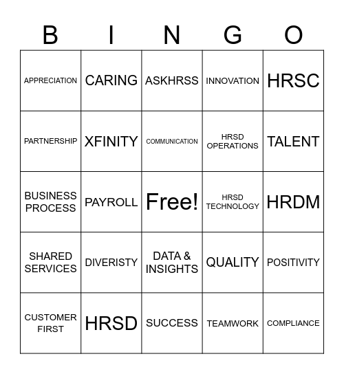 HRSD Appreciation Week BINGO! Bingo Card