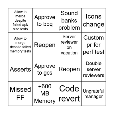 Merge Gun Marks Bingo Card