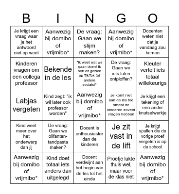 Mad Science Bingo Card