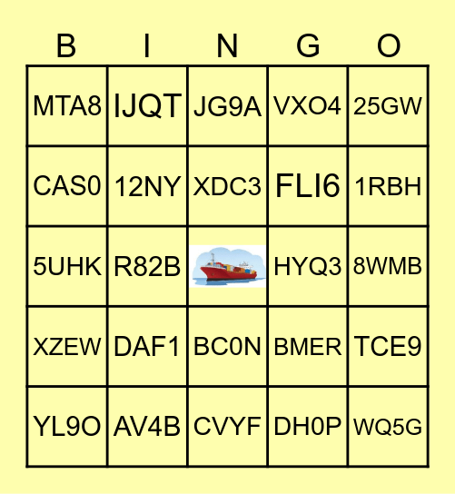 CALL SIGNS BINGO! Bingo Card