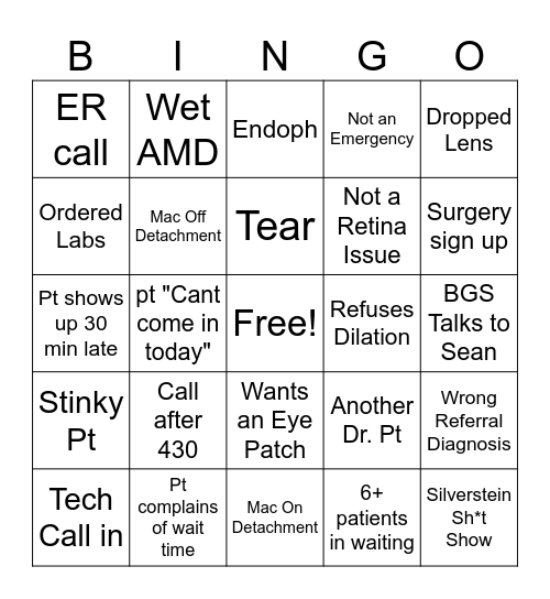 ON CALL BINGO Card