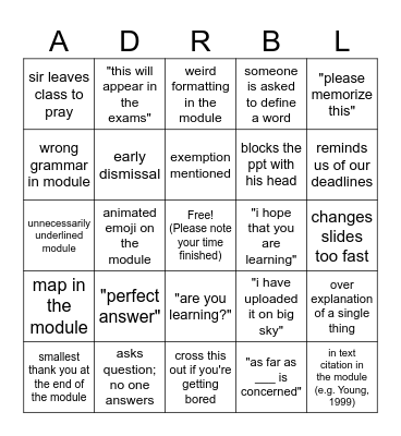 Adorable Bingo!!! Bingo Card