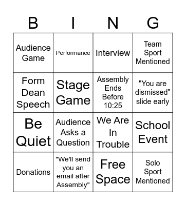 Assembly Bingo ID:463812921 Bingo Card